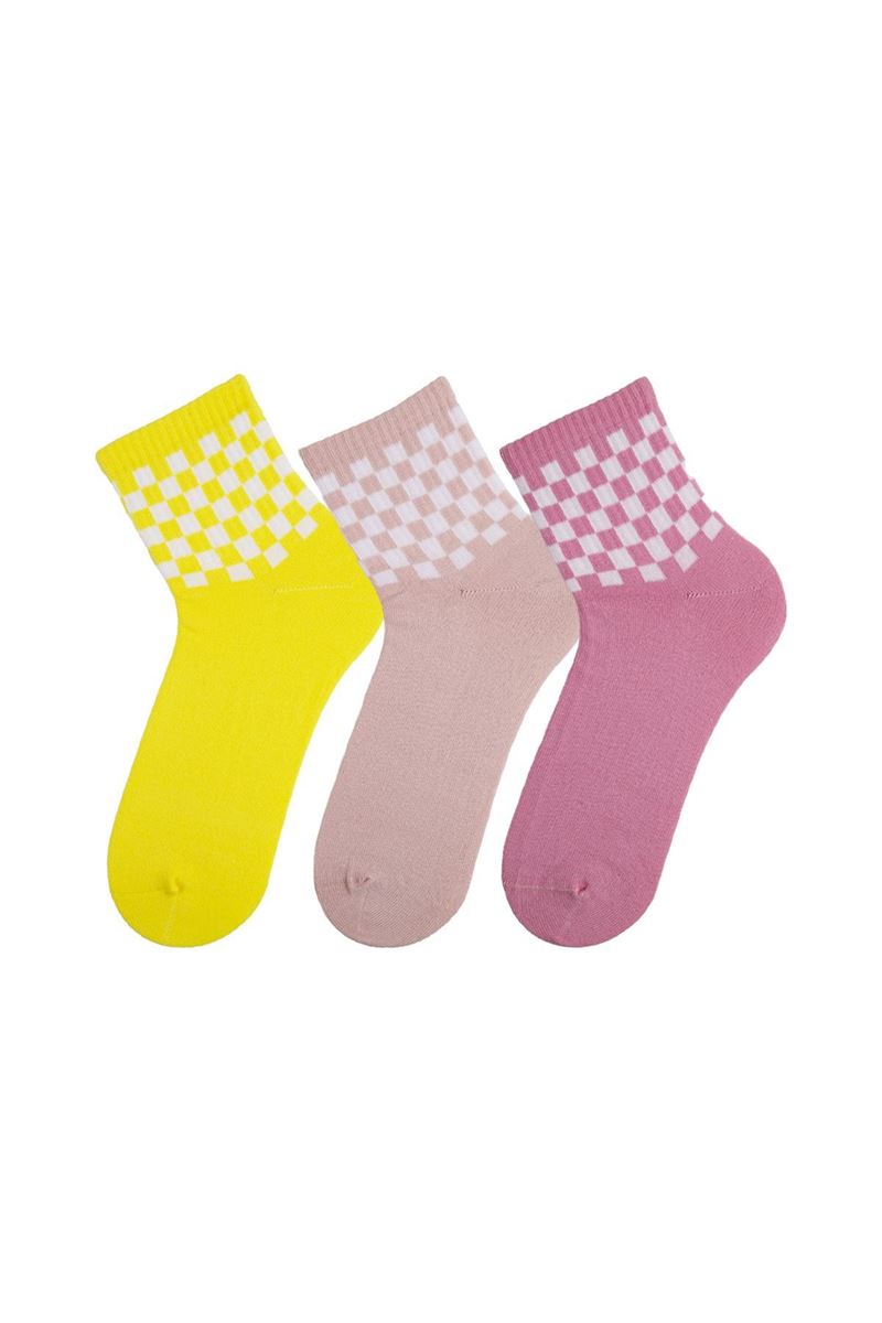 WOMAN CHECKERS CREW SOCKS ASORTY