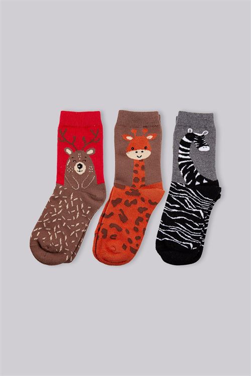 Kids Animal Patterned Crew Socks 12