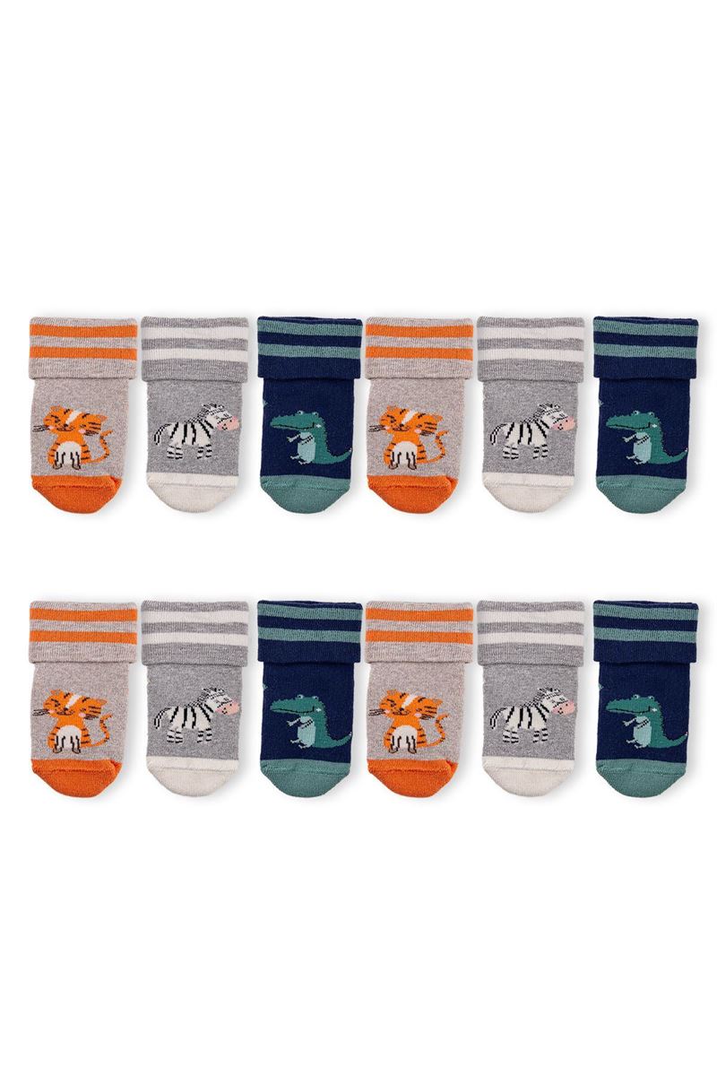 BROSS BABY ANIMAL PATTERNED TERRY  CREW SOCKS ASORTY