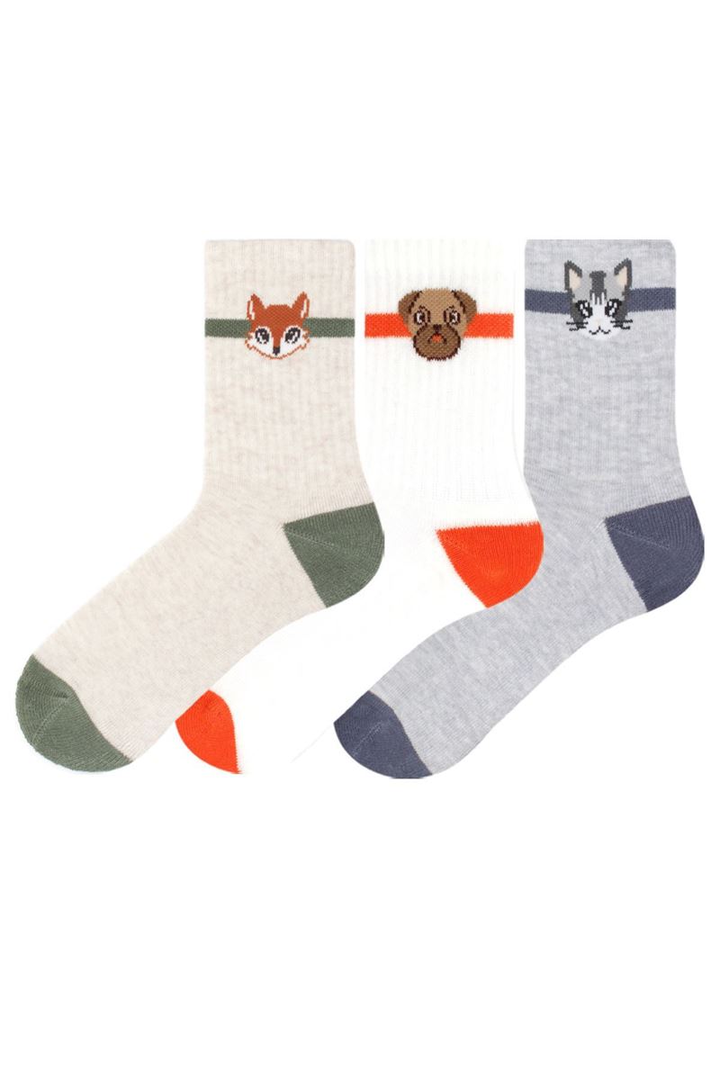 ANIMALS PATTERNED BOYS TERRY SOCKS