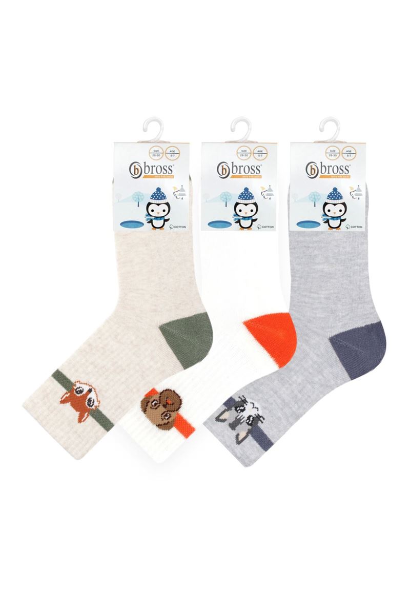 ANIMALS PATTERNED BOYS TERRY SOCKS