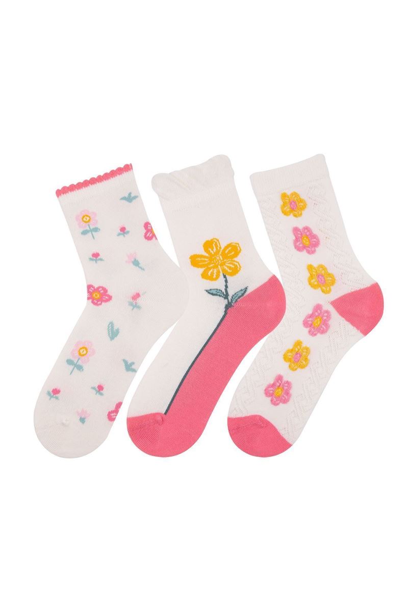 BROSS GIRLS FLOWER CREW SOCKS ASORTY