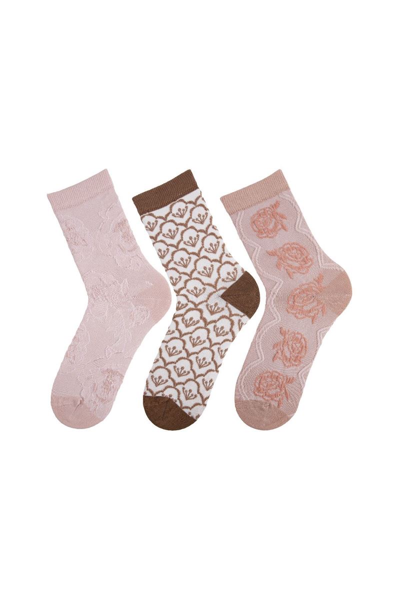 WOMEN EMBROSSING CREW SOCKS ASORTY