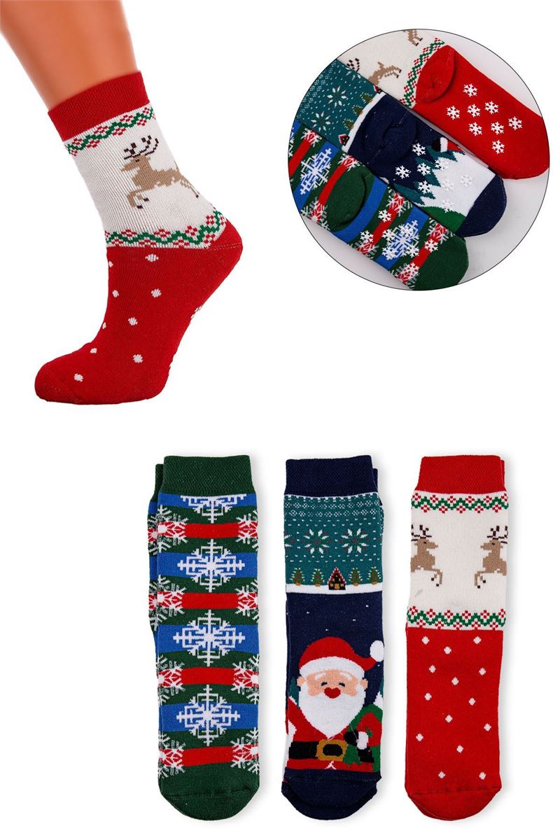 BROSS KIDS WINTER TERRY CREW SOCKS ASORTY