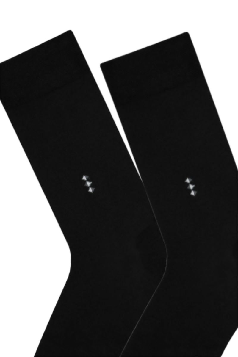 BROSS MEN TINY PATTERN BAMBOO CREW SOCKS BLACK