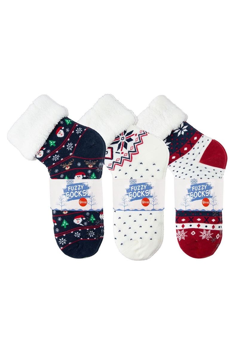 BROSS WOMENS' WINTER FUZZY CREW SOCKS ASORTY