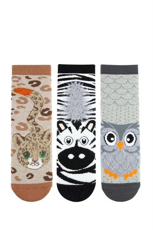 Leopard & Zebra & Owl Boys’ Terry Socks 12