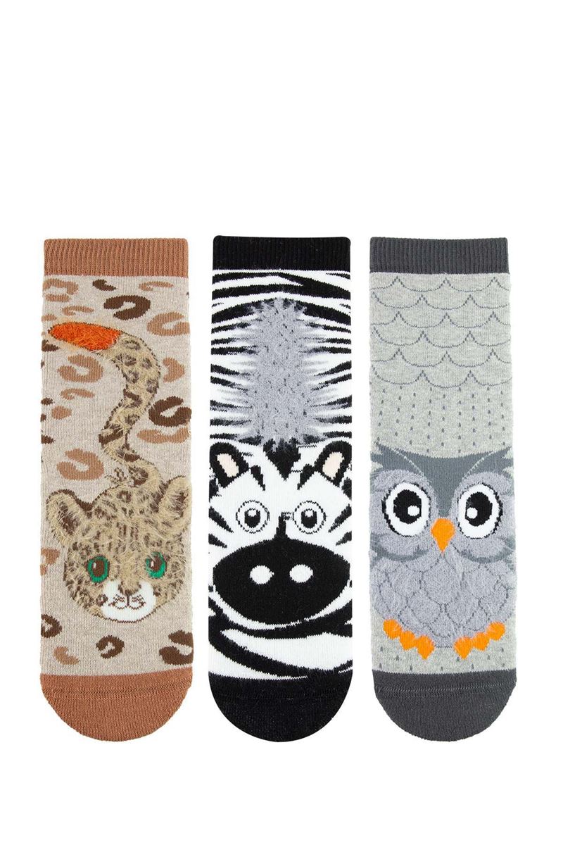 BROSS LEOPAR-ZEBRA-BAYKUŞ HAVLU ÇOCUK SOKET ASORTİ