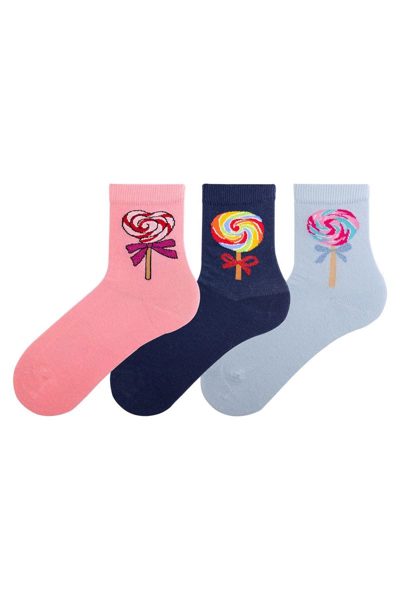 BROSS GIRL CREW SOCKS LOLIPOP PATTERNED ASORTY