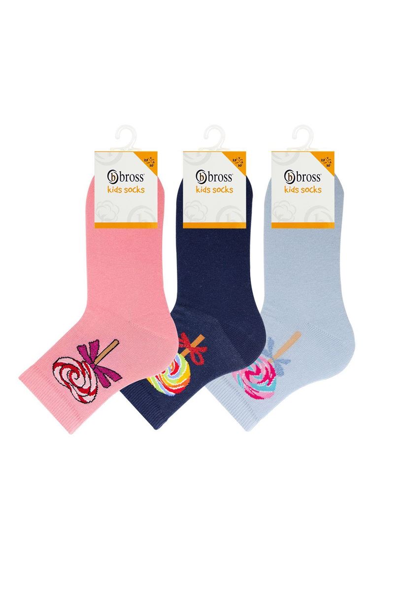BROSS GIRL CREW SOCKS LOLIPOP PATTERNED ASORTY