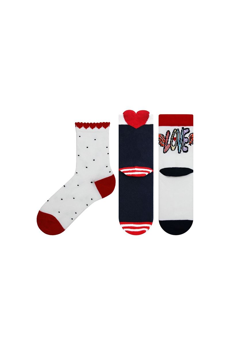 BROSS GIRL CREW SOCKS LOVE PATTERNED ASORTY