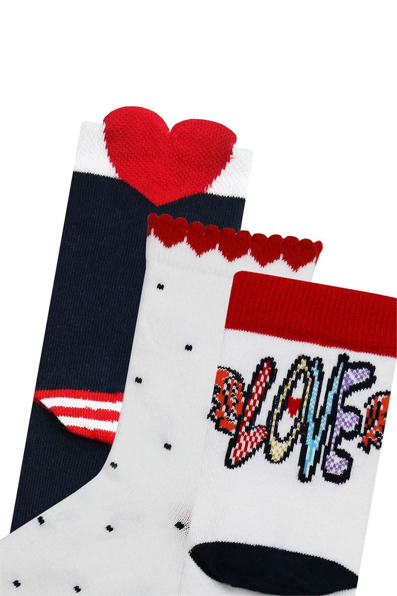 BROSS GIRL CREW SOCKS LOVE PATTERNED ASORTY