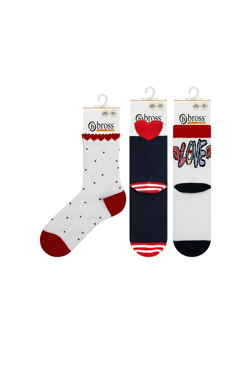 BROSS GIRL CREW SOCKS LOVE PATTERNED ASORTY