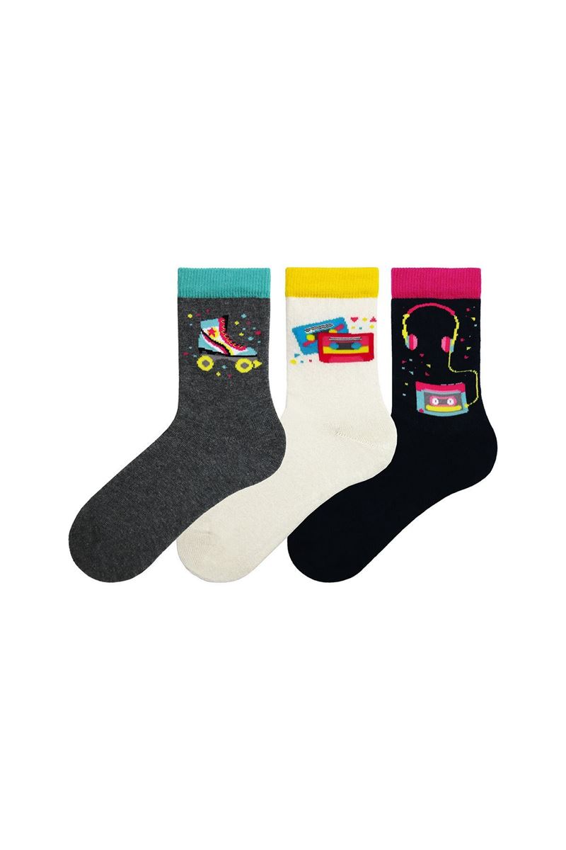 BROSS GIRL CREW SOCKS MUSIC PATTERNED ASORTY
