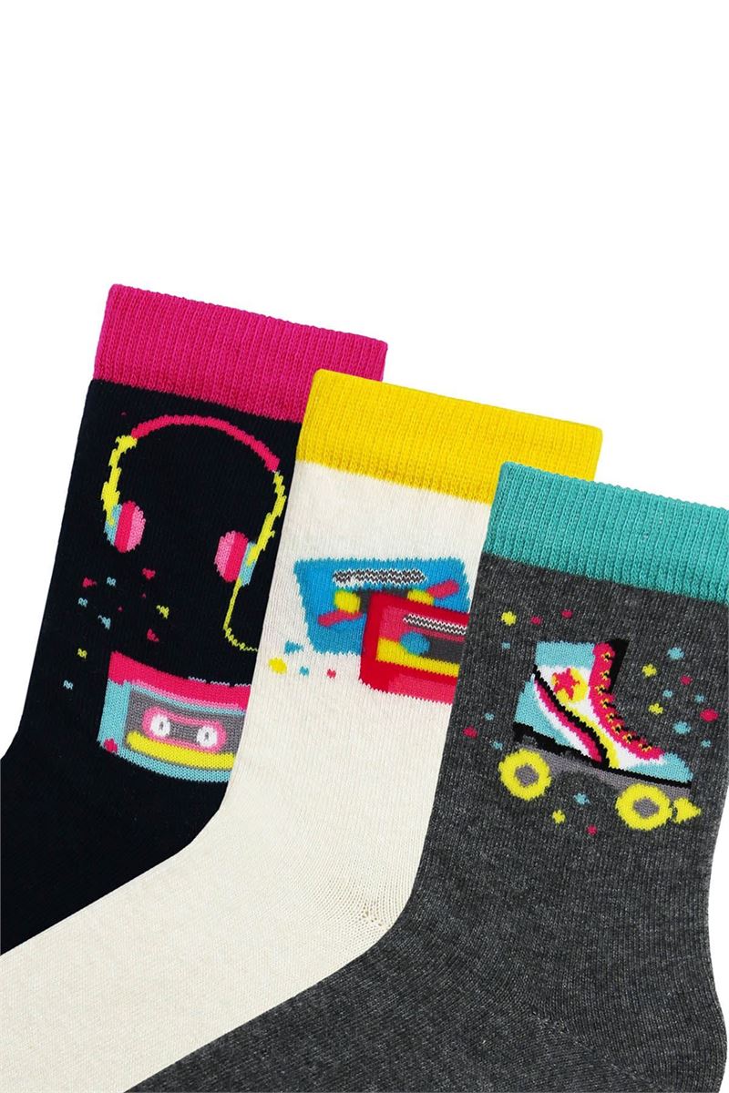 GIRL CREW SOCKS MUSIC PATTERNED ASORTY