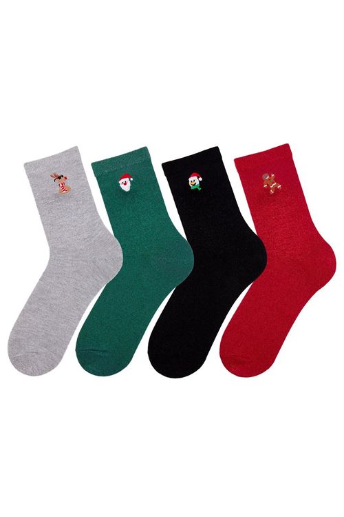Womens' Embroidered Christmas Crew Socks 12