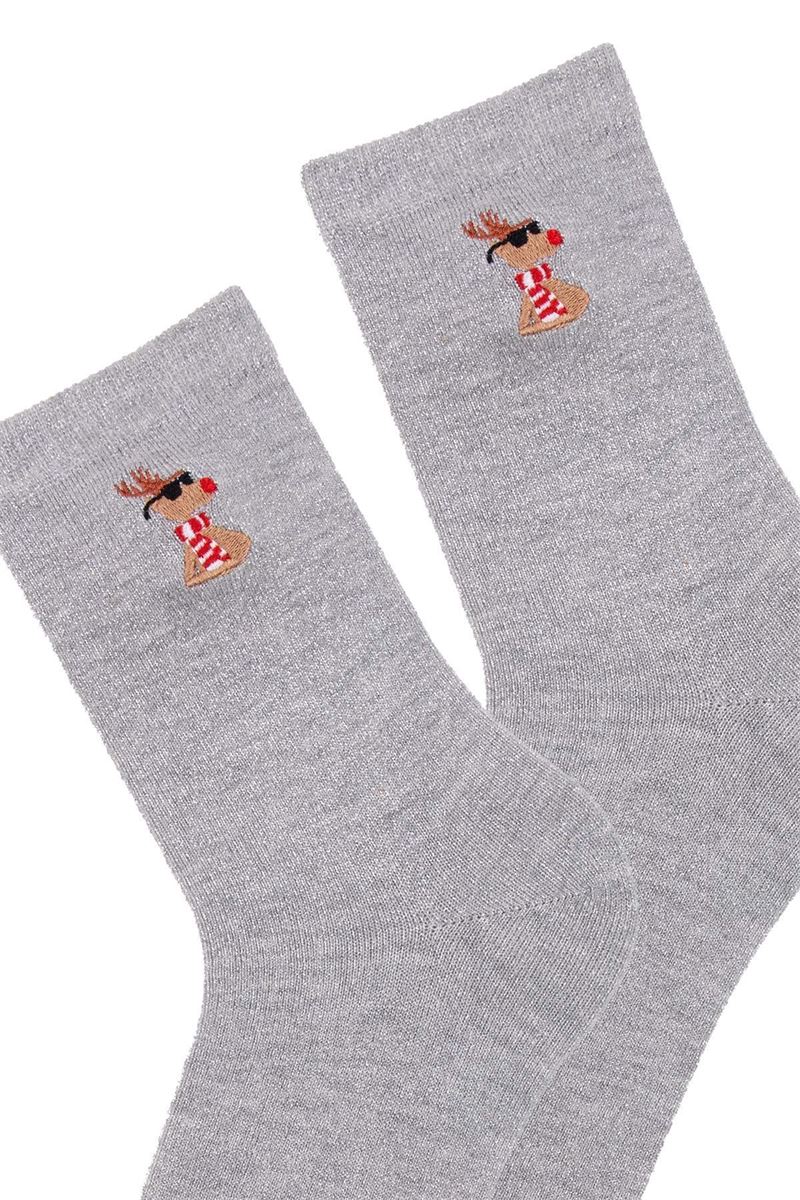 BROSS WOMENS' EMBROIDERED CHRISTMAS CREW SOCKS ASORTY