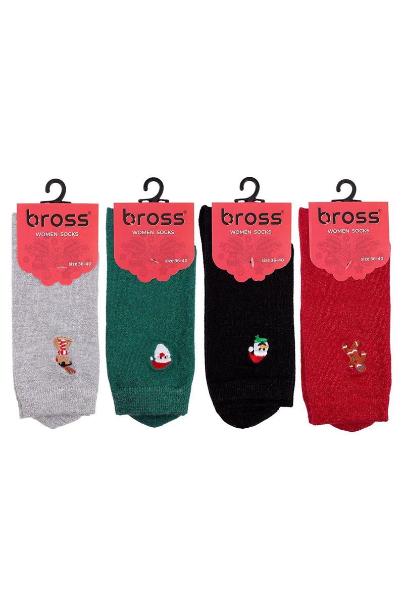 WOMENS' EMBROIDERED CHRISTMAS CREW SOCKS ASORTY