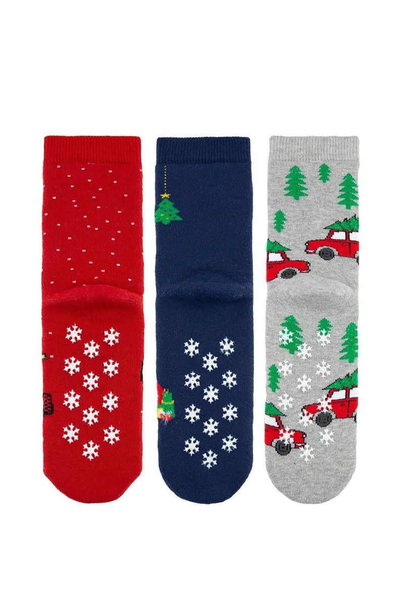 CAR CARRYING A TREE CHRISTMAS BOYS’ TERRY SOCKS