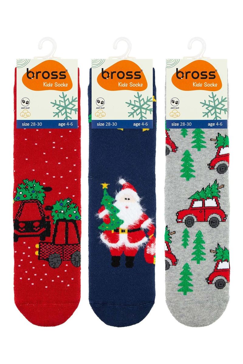 CAR CARRYING A TREE CHRISTMAS BOYS’ TERRY SOCKS