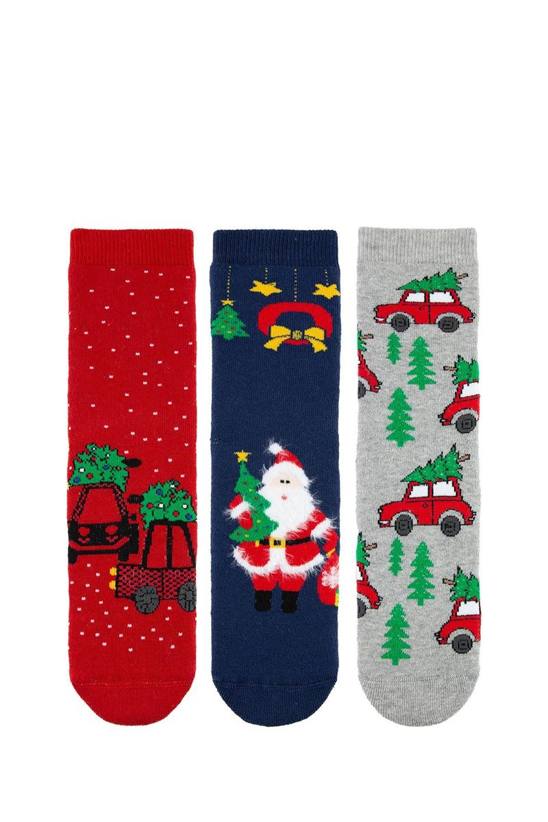 CAR CARRYING A TREE CHRISTMAS BOYS’ TERRY SOCKS