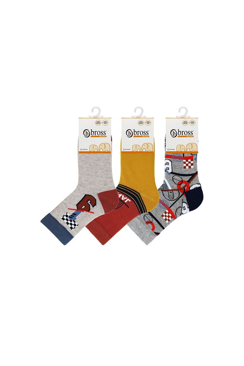 BROSS BOY ANKLE SOCKS NINE PATTERNED ASORTY