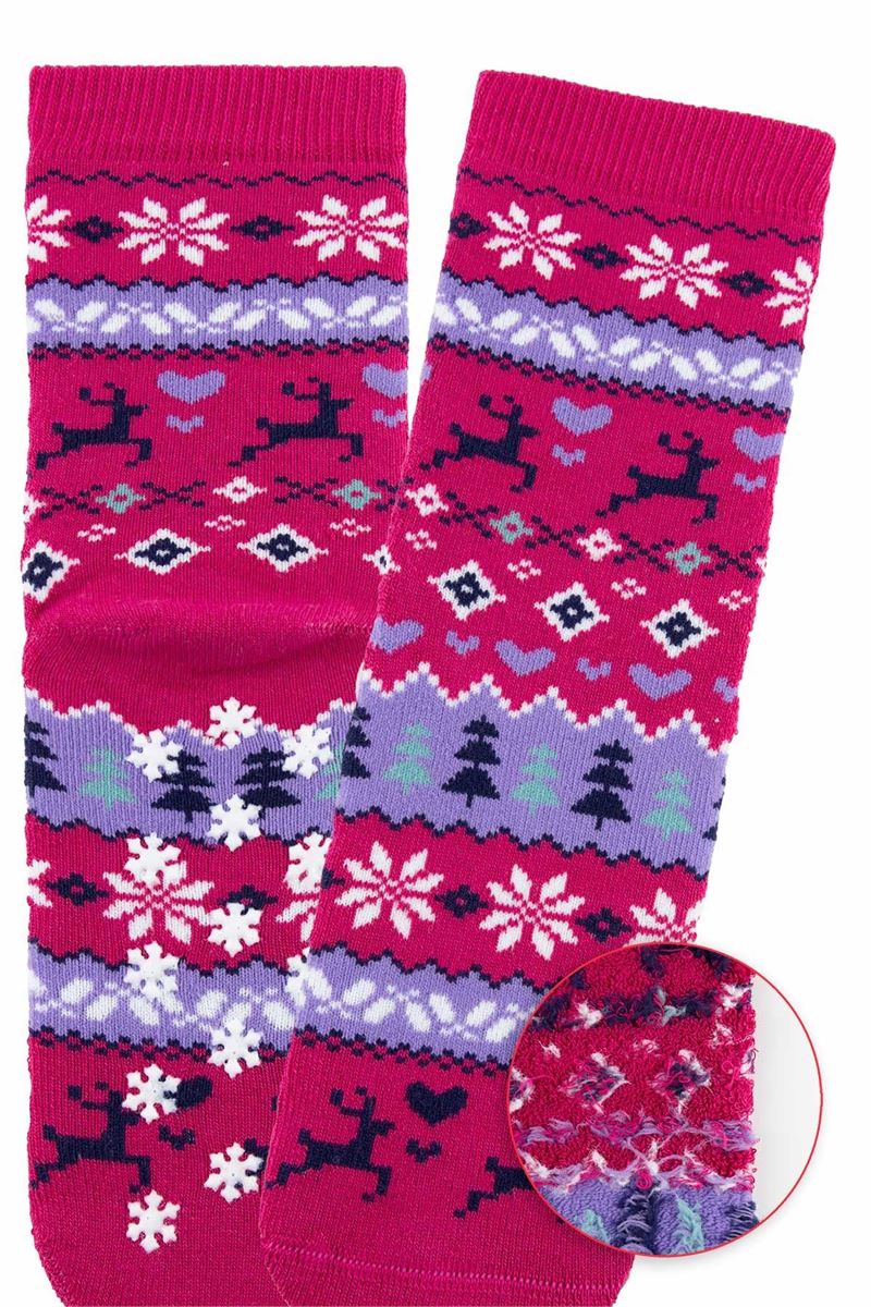 BROSS PINK DEER GIRLS’ TERRY SOCKS ASORTY