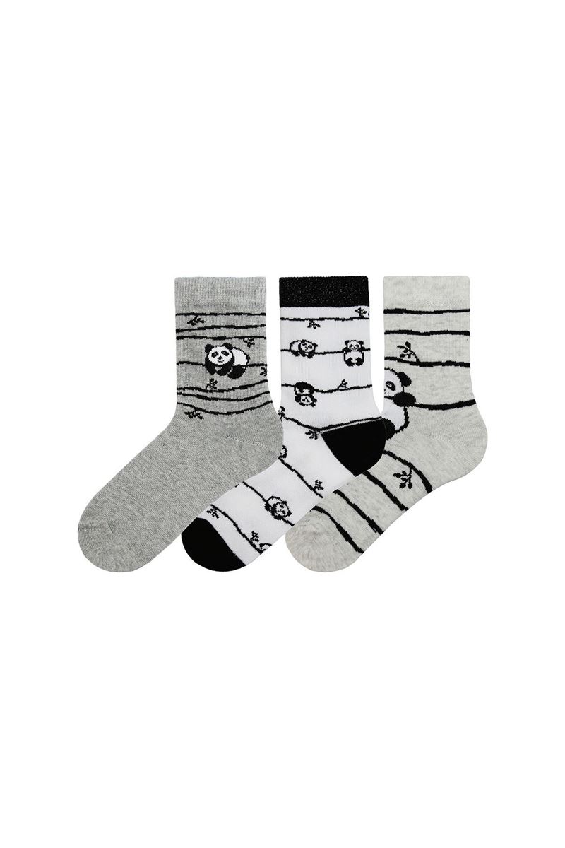 BROSS GIRL CREW SOCKS PANDA PATTERNED ASORTY