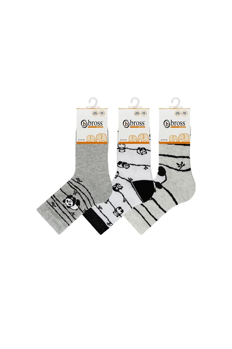 BROSS GIRL CREW SOCKS PANDA PATTERNED ASORTY