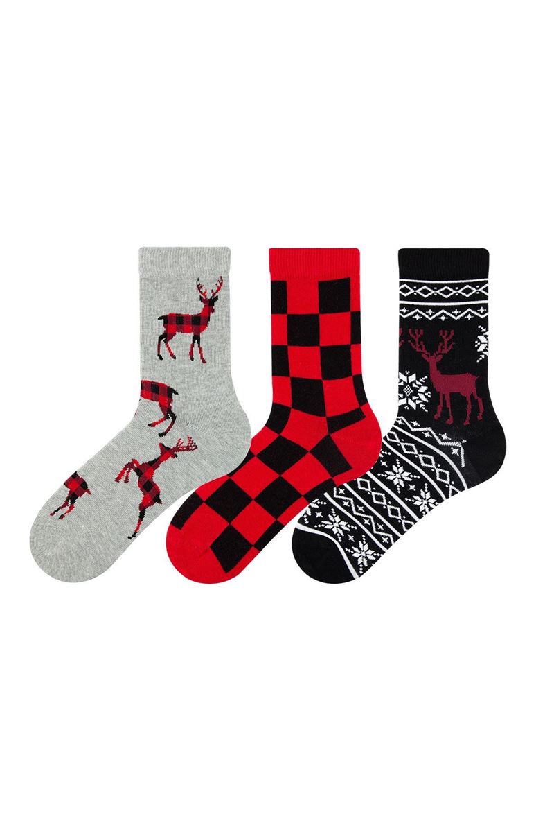 BROSS BROSS SNOW DEER CREW SOCKS ASORTY