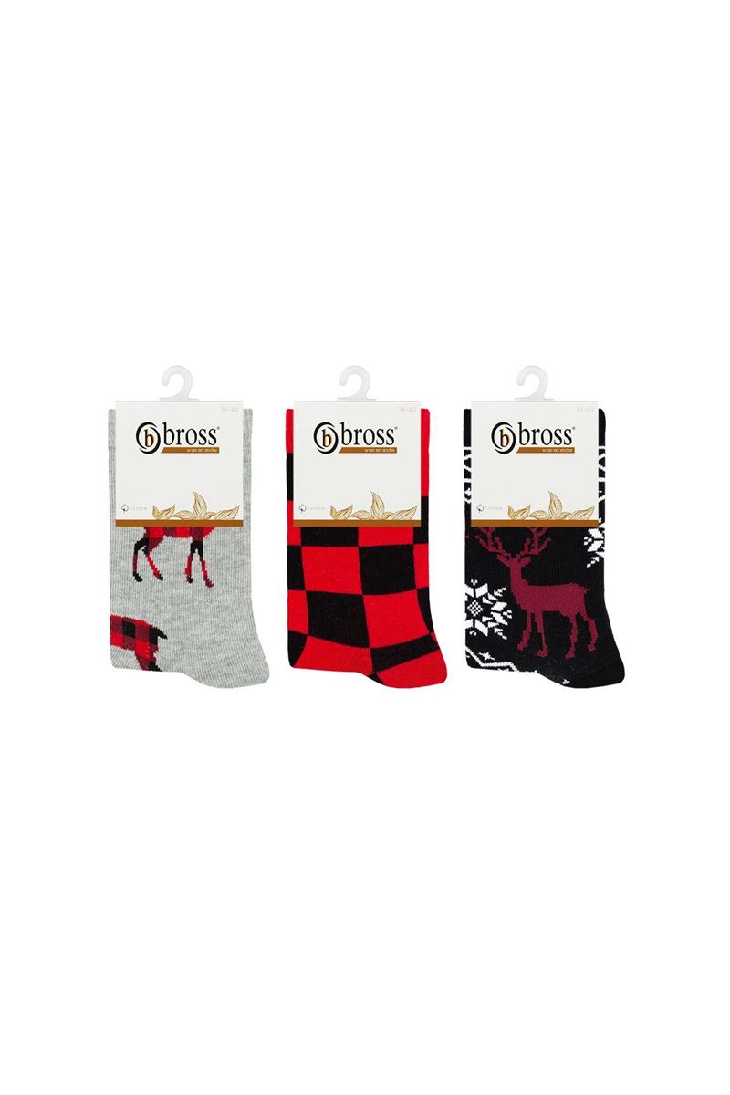 BROSS BROSS SNOW DEER CREW SOCKS ASORTY