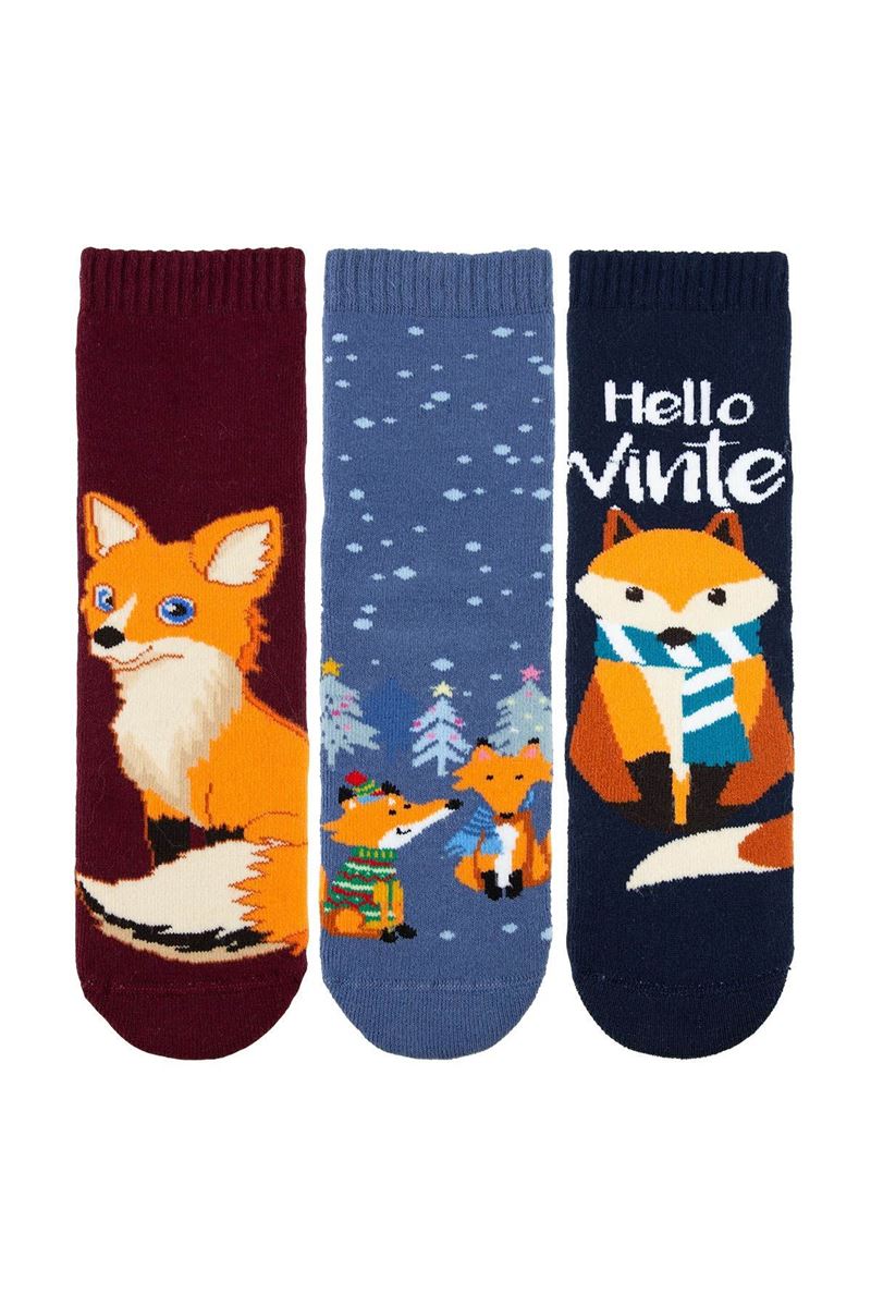 BROSS TOWEL SOCKS FOX PATTERNED ASORTY