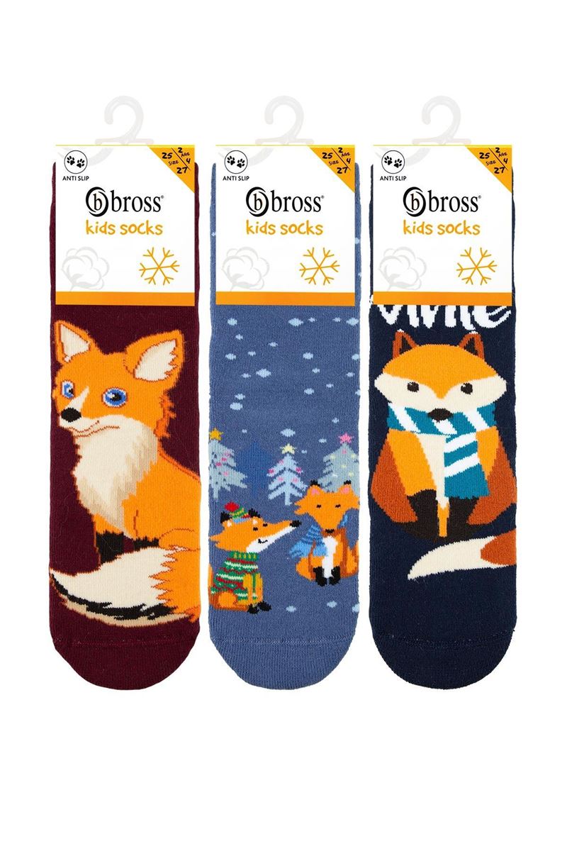 BROSS TOWEL SOCKS FOX PATTERNED ASORTY
