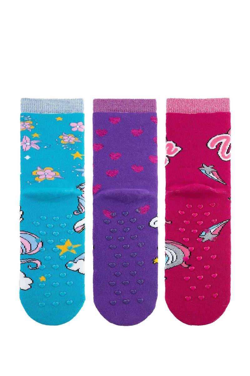 BROSS COLORFUL UNICORN GIRLS’ TERRY SOCKS ASORTY