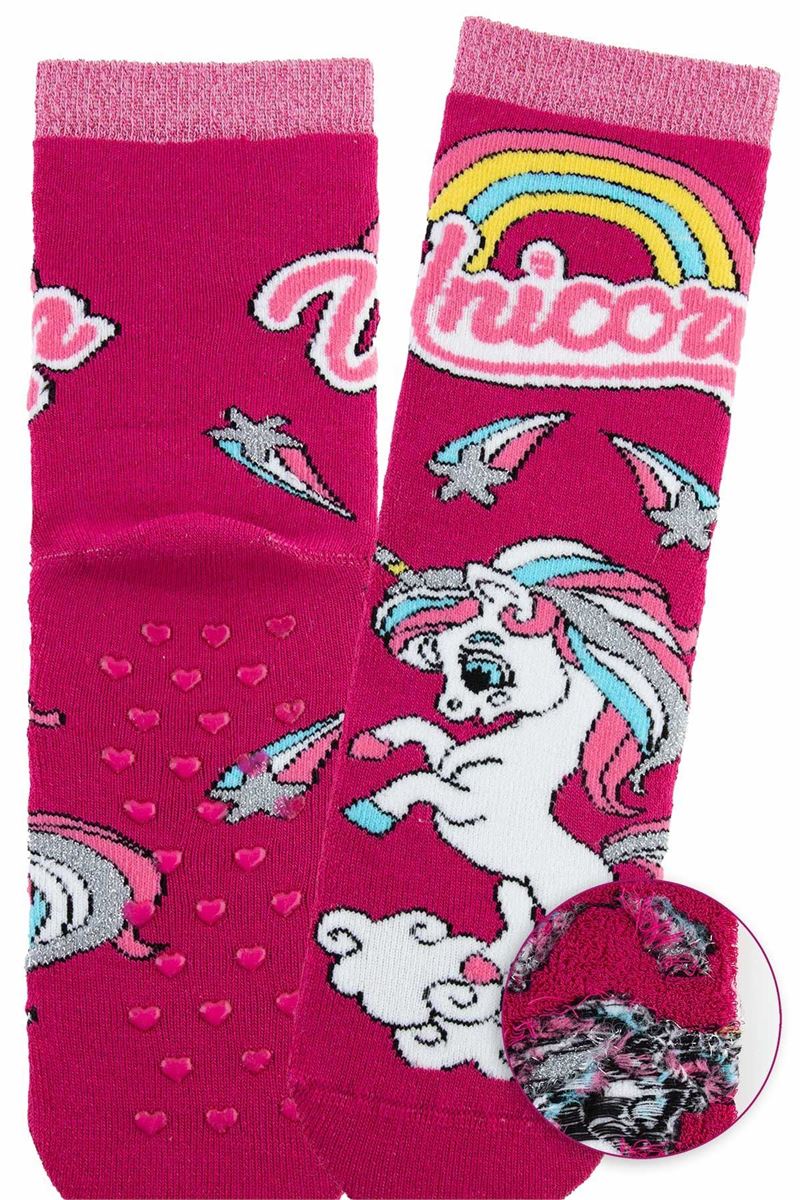 BROSS COLORFUL UNICORN GIRLS’ TERRY SOCKS ASORTY
