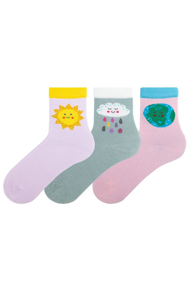 BROSS GIRL CREW SOCKS WEATHER PATTERNED ASORTY