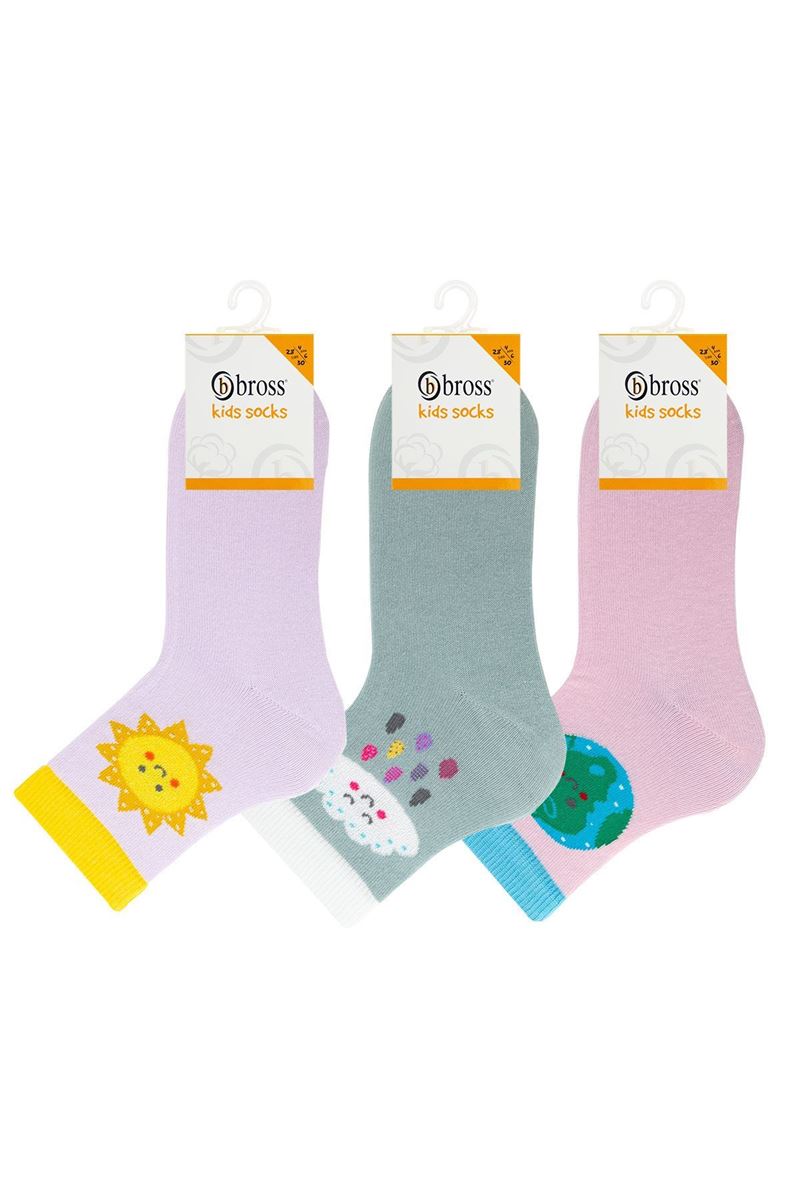 BROSS GIRL CREW SOCKS WEATHER PATTERNED ASORTY