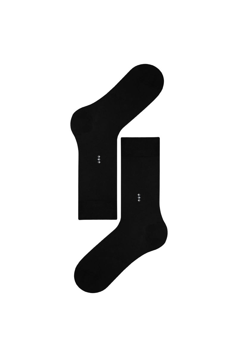 BROSS BROSS MEN TINY PATTERN BAMBOO SUMMER CREW SOCKS BLACK
