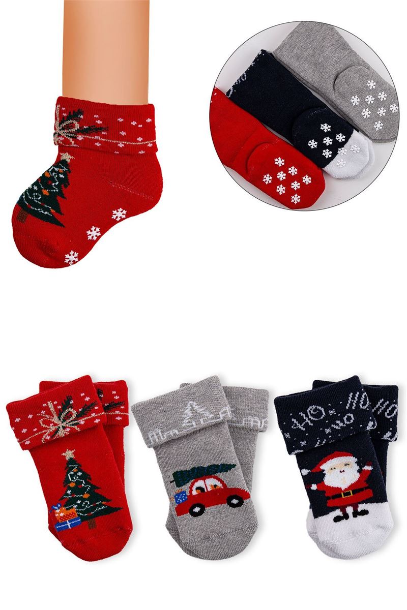 BROSS BABY TERRY NEW YEAR CREW SOCKS ASORTY