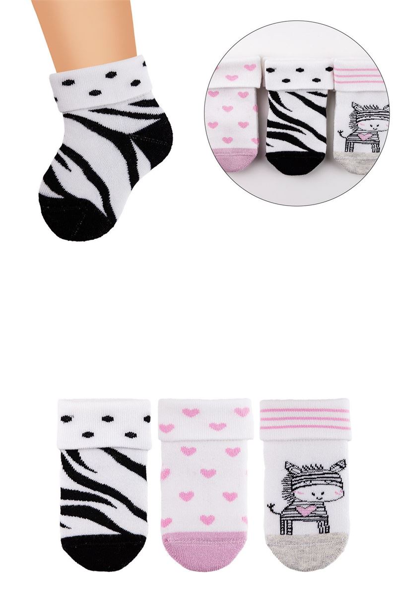 BROSS BABY ZEBRA TERRY CREW SOCKS ASORTY