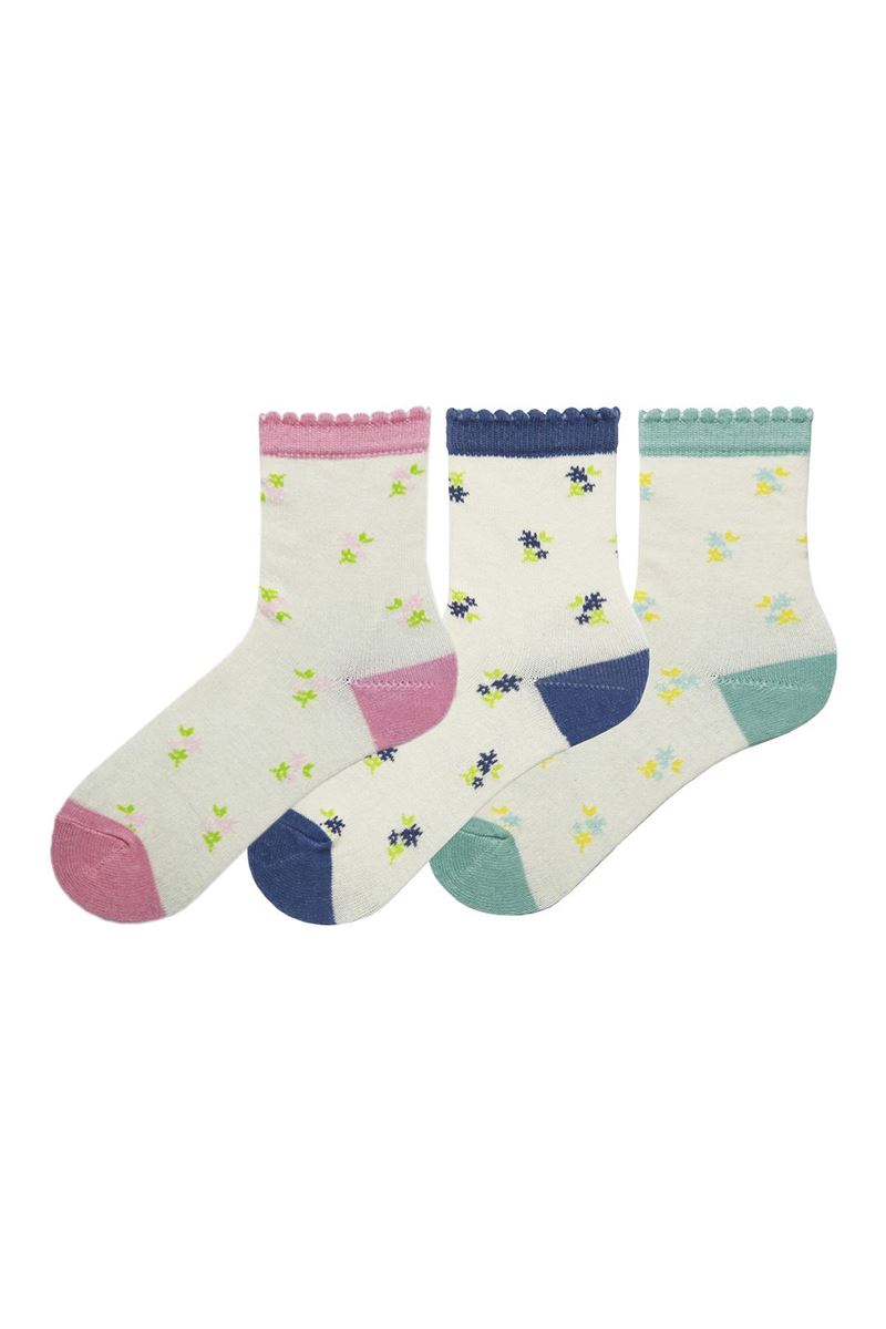 BROSS FLOWER PATTERNED GIRLS SOCKS ASORTY