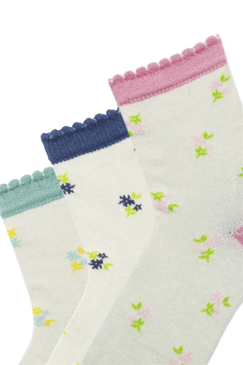 BROSS FLOWER PATTERNED GIRLS SOCKS ASORTY