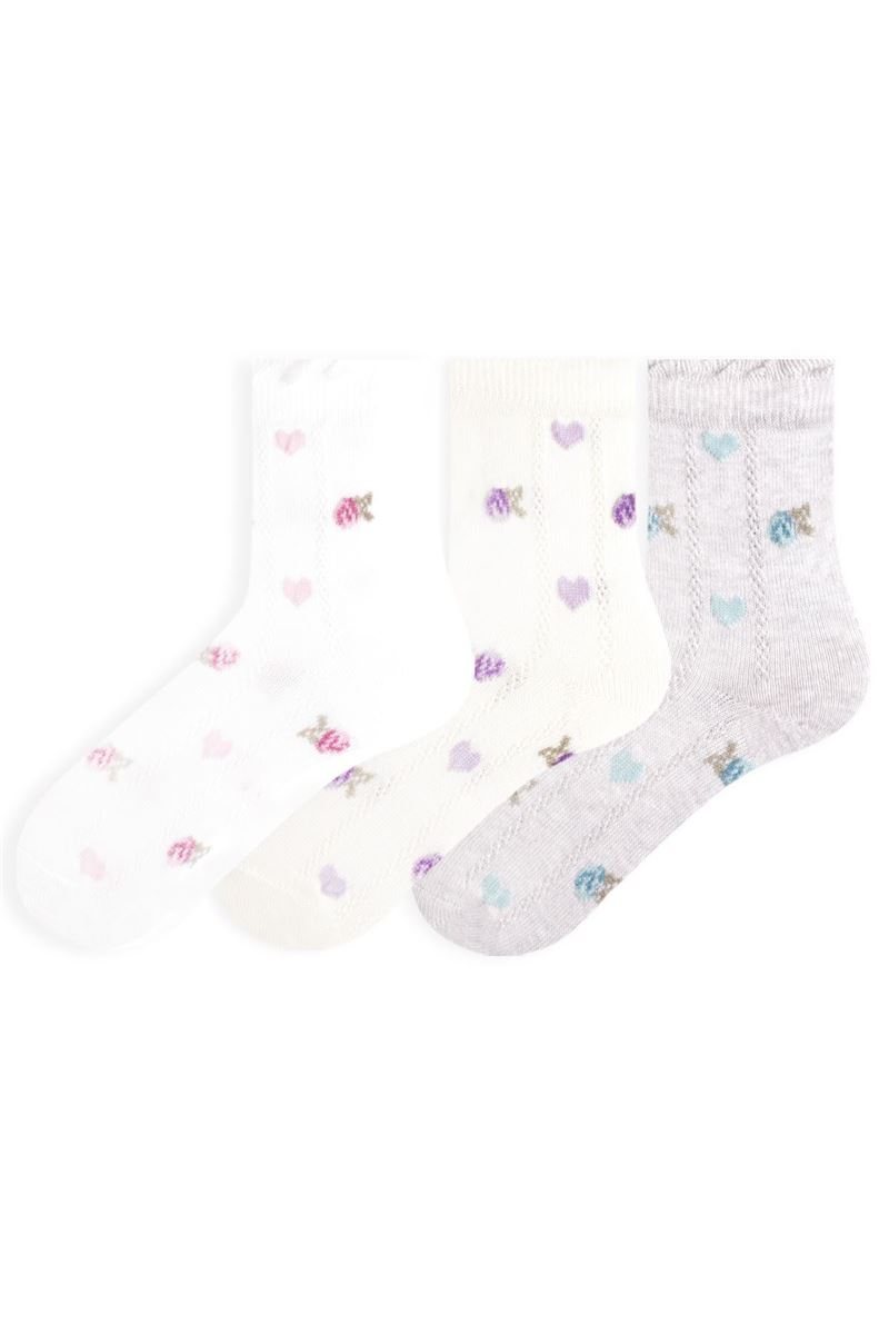 BROSS FLOWER PATTERNED GIRLS  SOCKS ASORTY