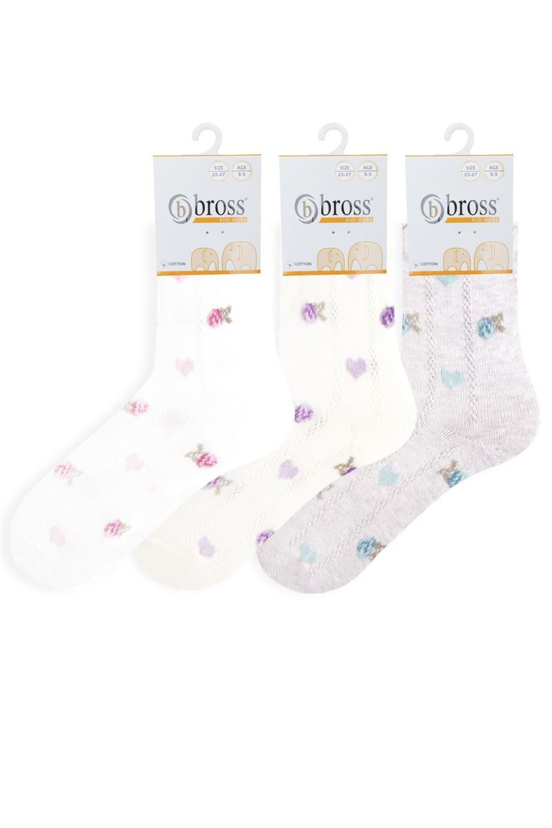 BROSS FLOWER PATTERNED GIRLS  SOCKS ASORTY