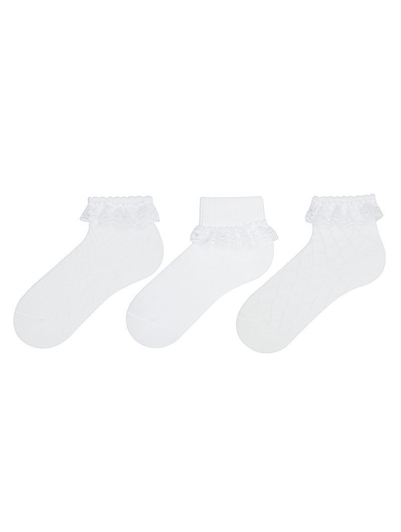 LACEY EMBOSSED PATTERNED BABY GIRLS  SOCKS ASORTY