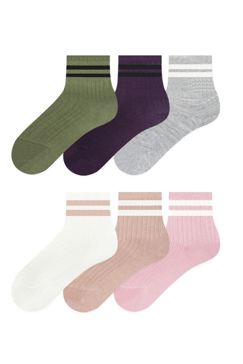 RING PATTERNED DERBY WOMEN S SOCKS