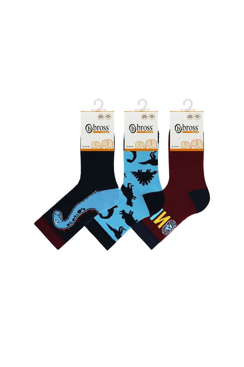 BROSS
 DINO PATTERN BOY SOCKET SOCKS ASORTY