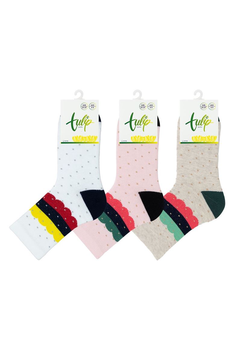 BROSS DIFFERENT CIRCLE PATTERNED GIRLS SOCKET SOCKS (TUL ASORTY
