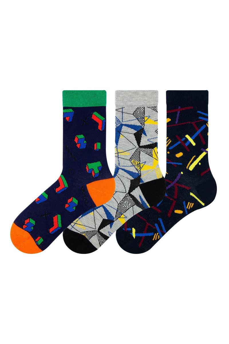 BROSS GEOMETRY PATTERNED TEENAGE+MENS SOCKS ASORTY