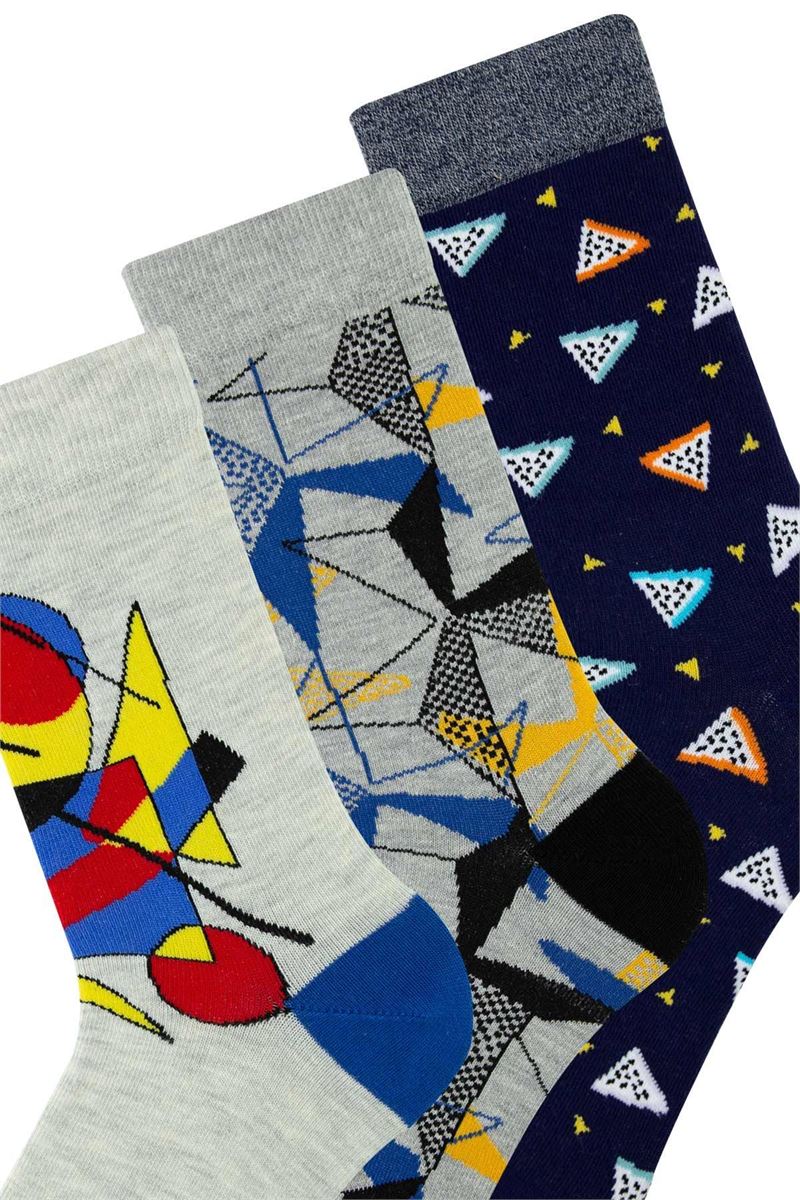 GEOMETRY PATTERNED TEENAGE+MENS SOCKS ASORTY